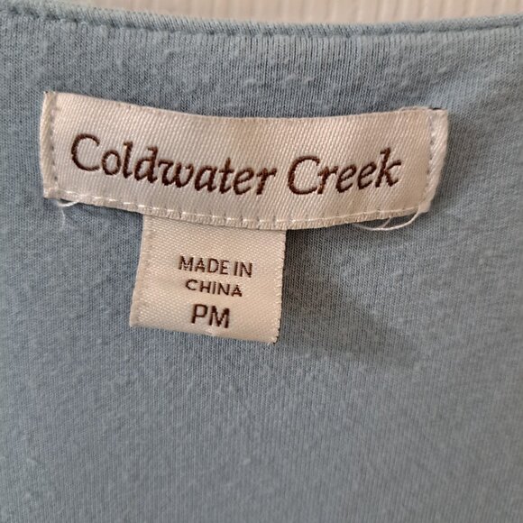 Coldwater Creek Women's PM Blue Long Sleeve Maxi Dress Ruching - Picture 2 of 8